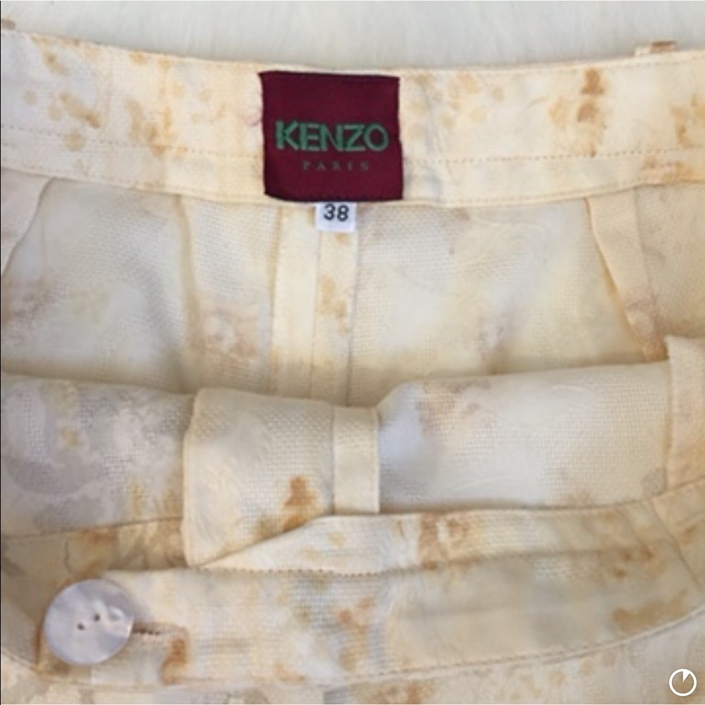 Kenzo Paris Embossed Floral High Waist Pants Cream Size 38 Designer - Picture 5 of 11